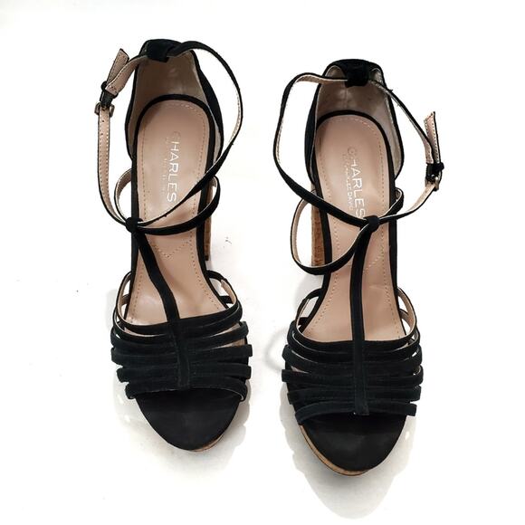 Charles David | Strappy Platform Leather Chunky Heels - Picture 2 of 13